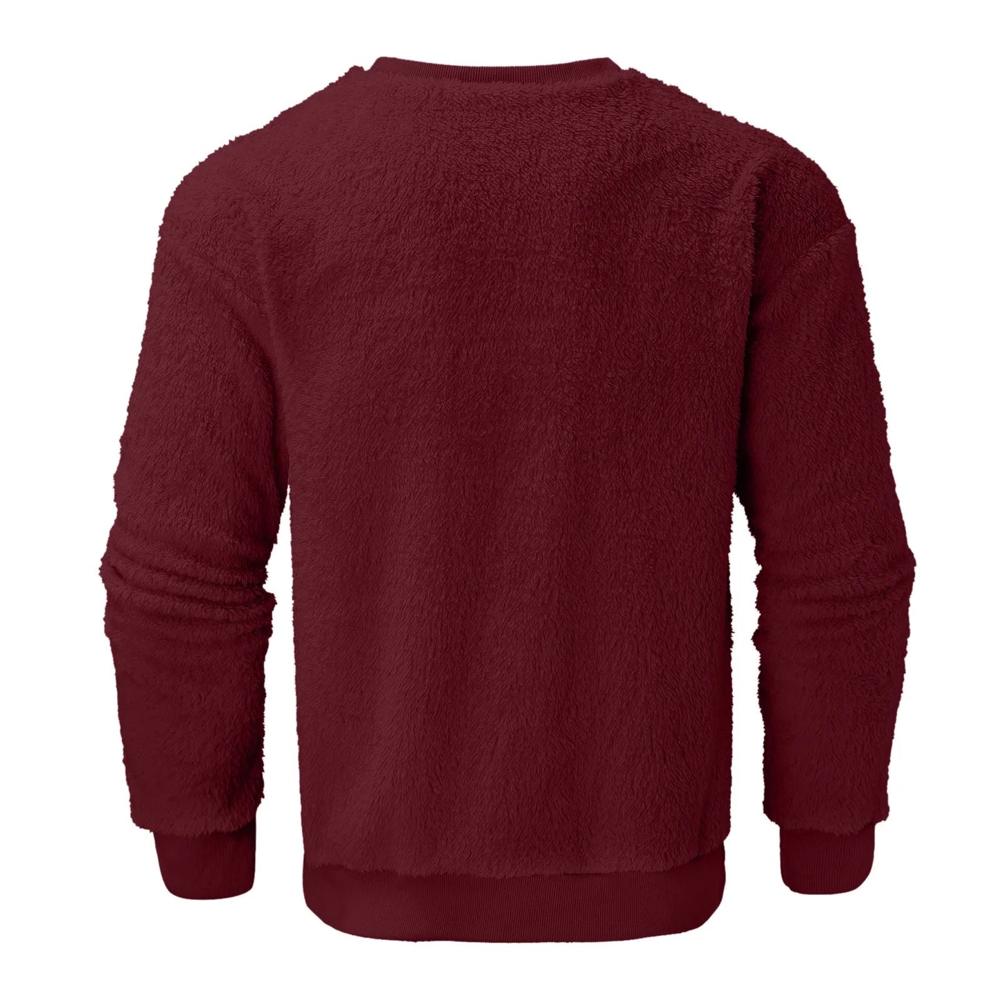 Men Sweatshirts Tops Men'S Solid Color Fashionable Casual Plush round Neck Hoodie Casual Big and Tall Sweatshirts for Men Wine 3XL